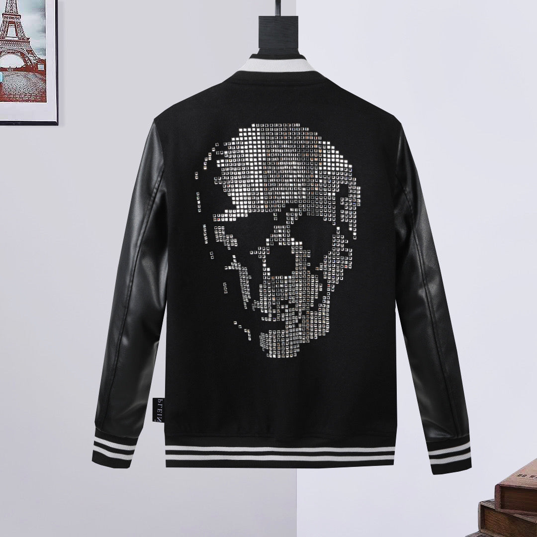 New-PP Leather Baseball Jacket