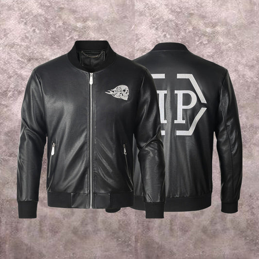 New-PP Padded leather jacket