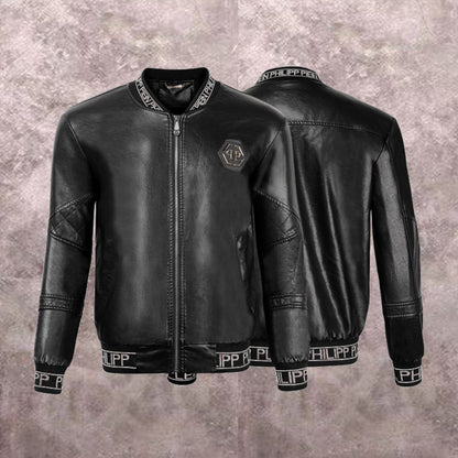 New-PP Padded leather jacket