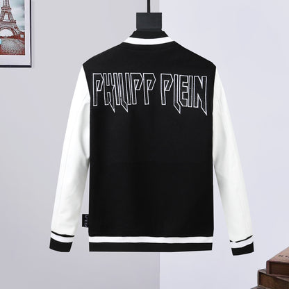 New-PP Leather Baseball Jacket