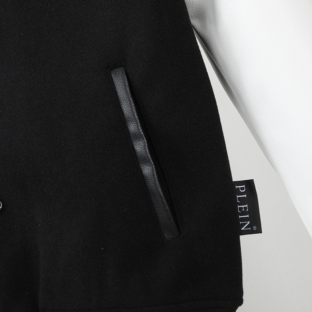 New-PP Leather Baseball Jacket