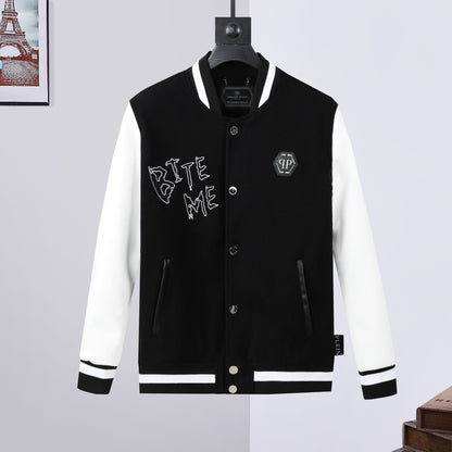 New-PP Leather Baseball Jacket