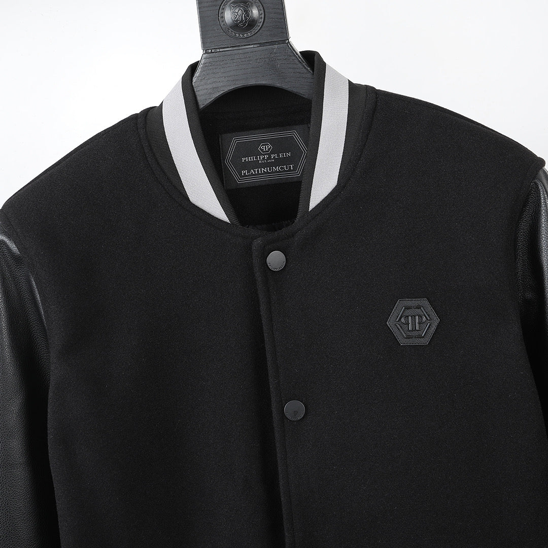 New-PP Leather Baseball Jacket