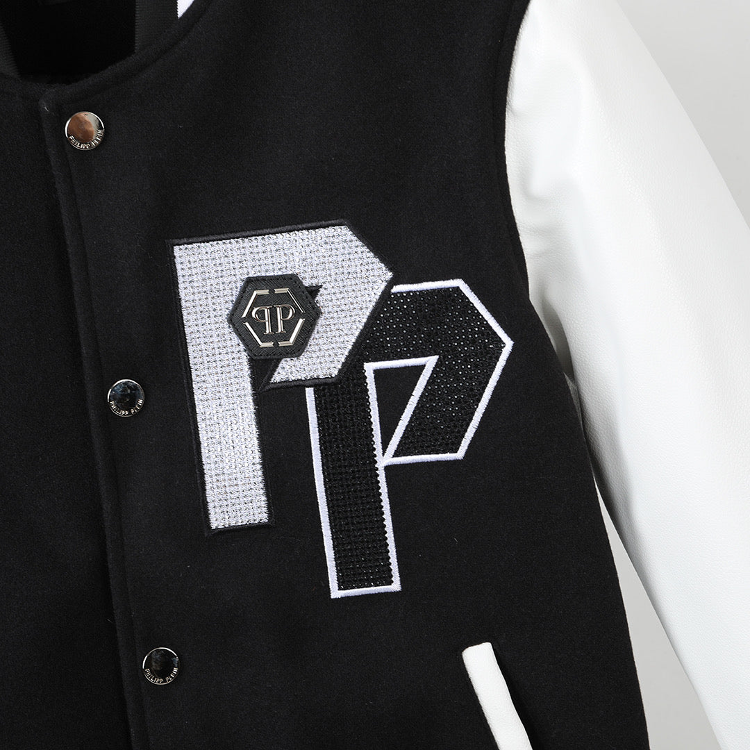 New-PP Leather Baseball Jacket
