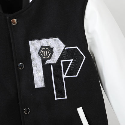 New-PP Leather Baseball Jacket