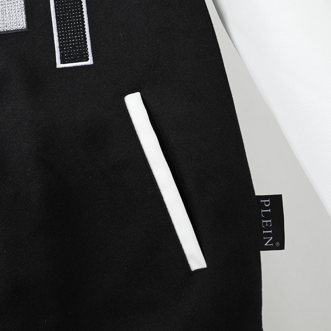New-PP Leather Baseball Jacket