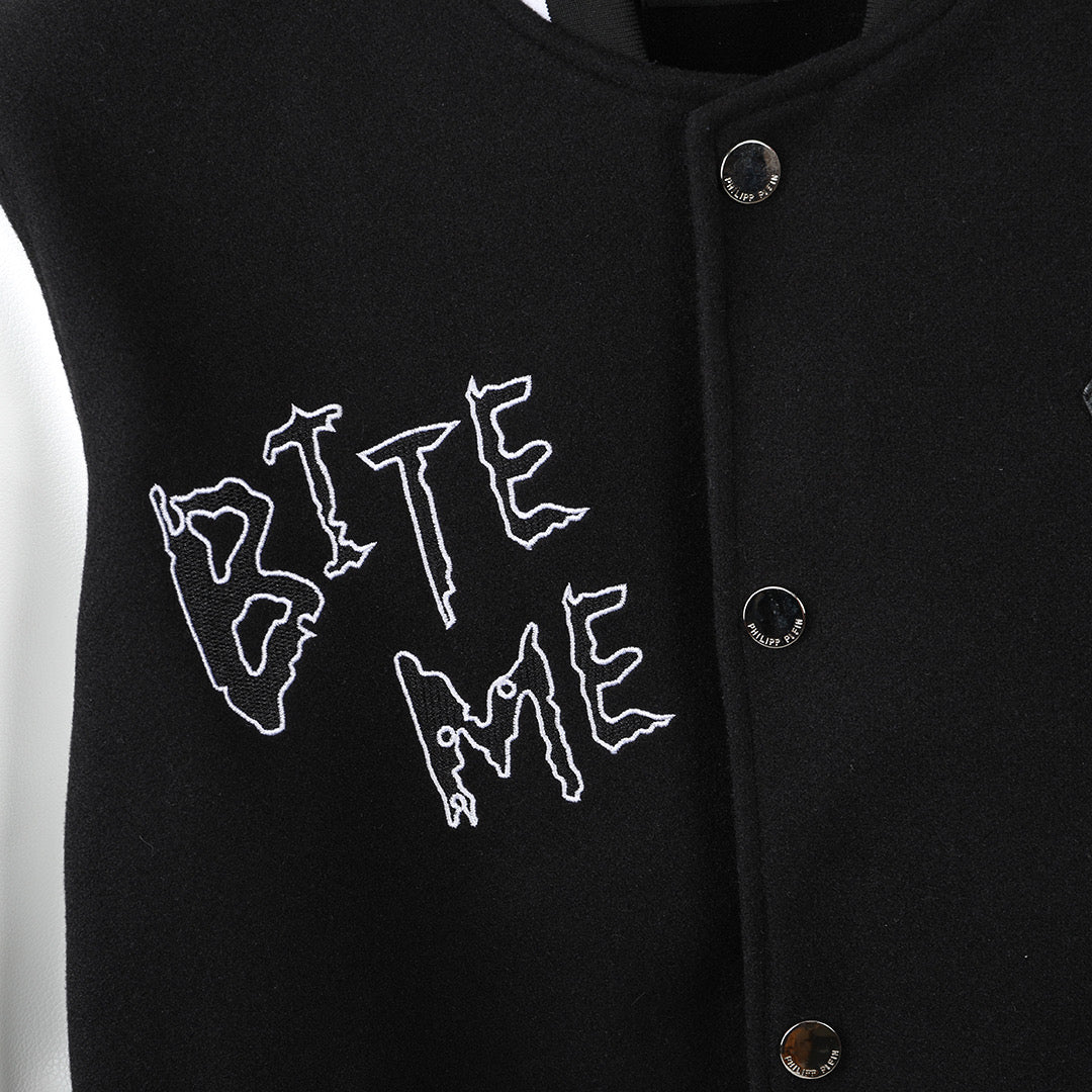 New-PP Leather Baseball Jacket