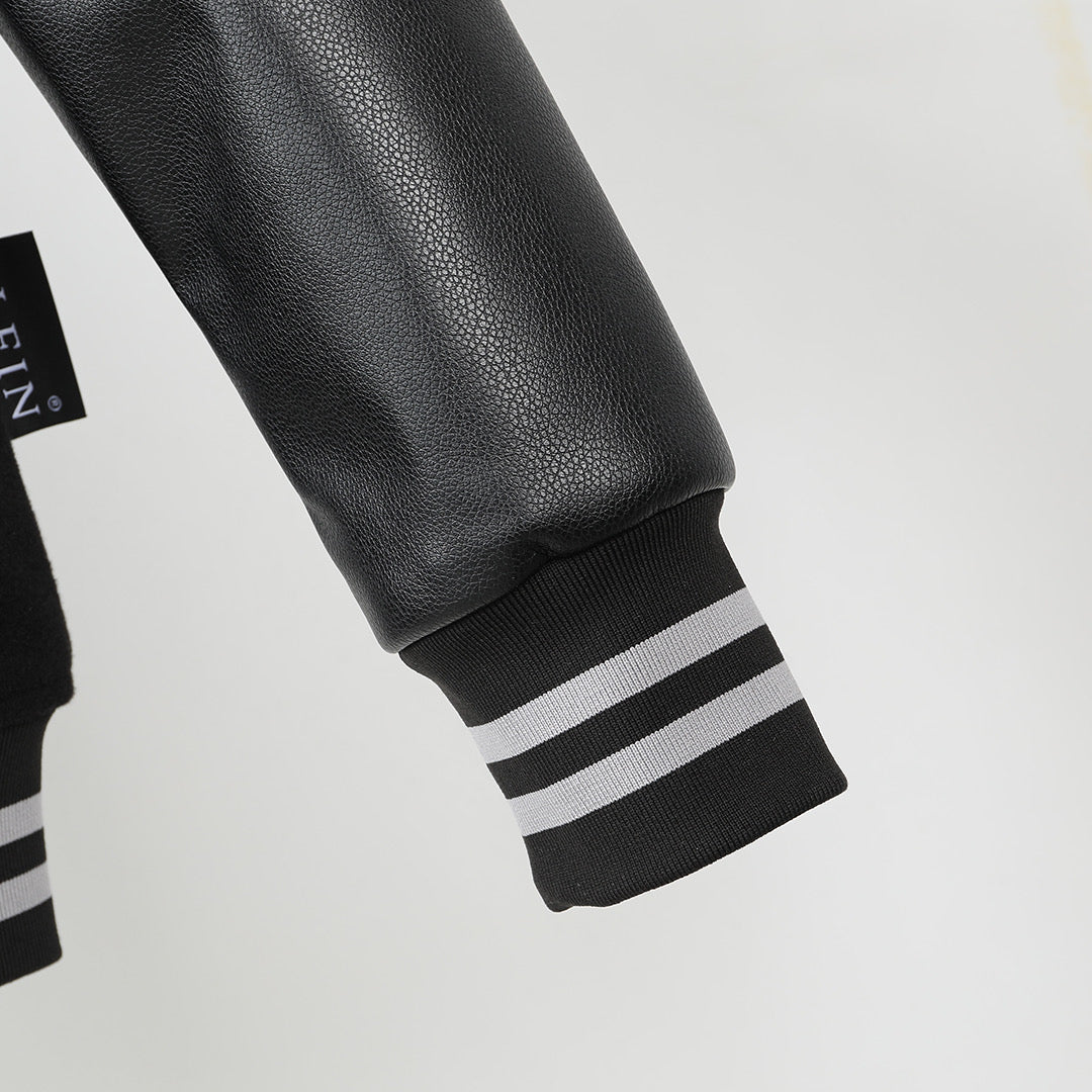 New-PP Leather Baseball Jacket