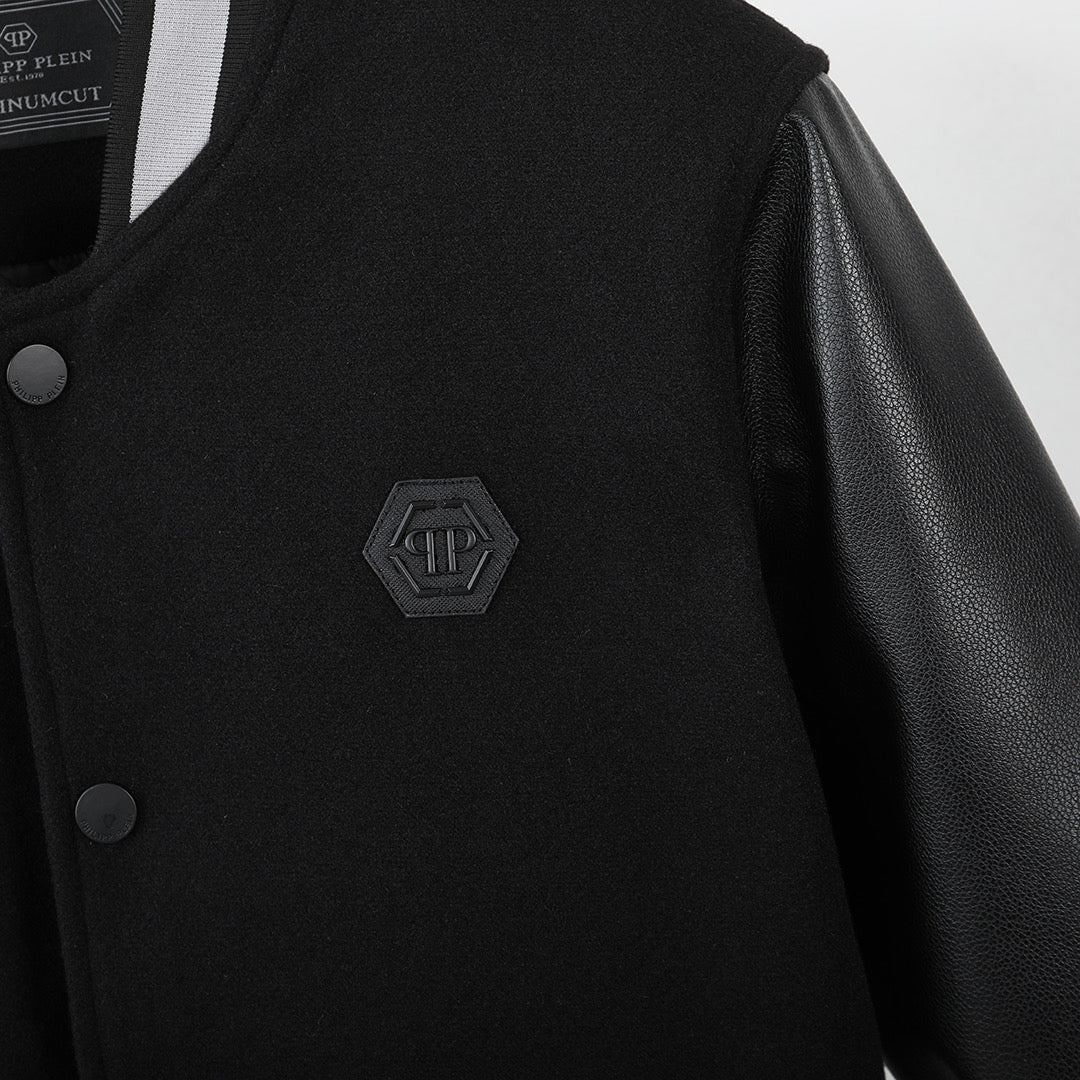 New-PP Leather Baseball Jacket