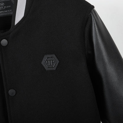 New-PP Leather Baseball Jacket