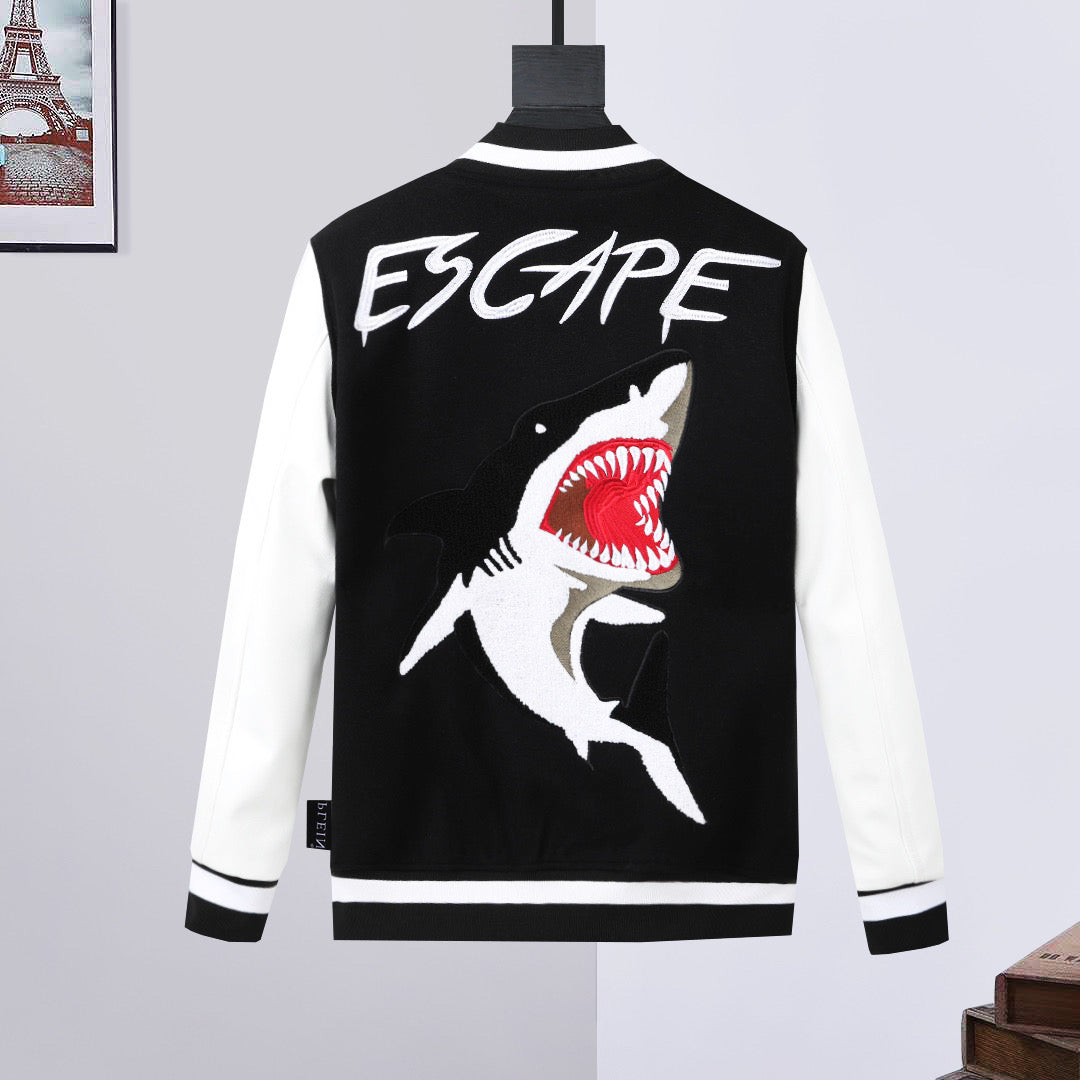 New-PP Leather Baseball Jacket