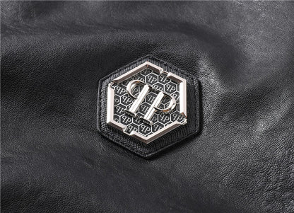 New-PP Padded leather jacket