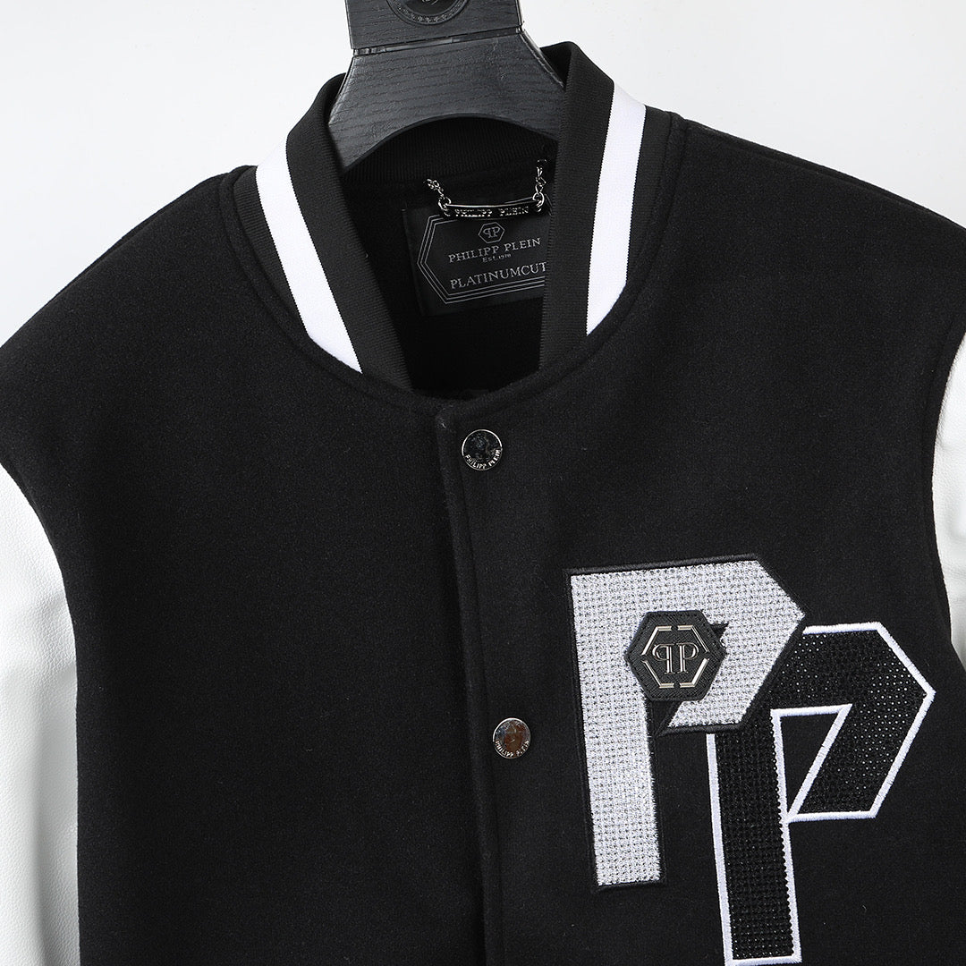 New-PP Leather Baseball Jacket