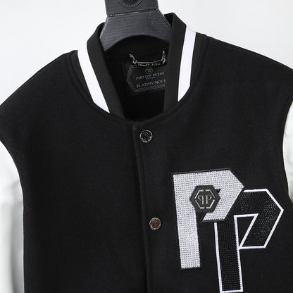 New-PP Leather Baseball Jacket